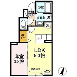 グランモアクラルテ 1LDKの間取図画像