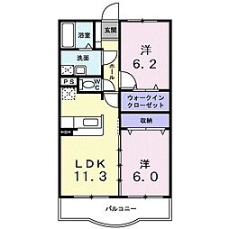 ヒルフィールドブリーズ館 2LDKの間取図画像
