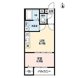 T.A上飯田東町5丁目 2階1LDKの間取り
