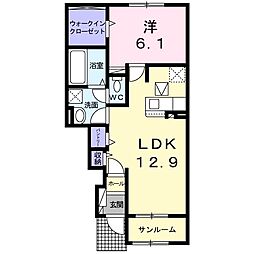 カルム II 1LDKの間取図画像