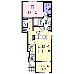 カロ　洛西口　ビアンコ 1階1LDKの間取り