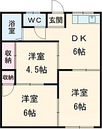 フォーブル水谷 1階3DKの間取り
