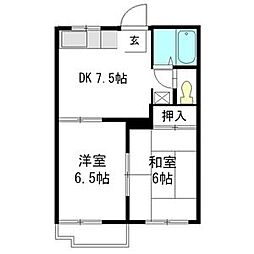 フォーブル香久山 2DKの間取図画像
