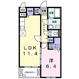 ユニゾン別所B棟 1LDKの間取図画像