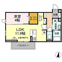 Ｋ＆Ｃ成島 3階1LDKの間取り