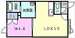 リンデンハウスにっしん 1LDKの間取図画像