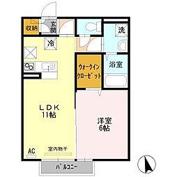 グランフェルティA 1LDKの間取図画像
