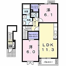 アンジュフィデール 2LDKの間取図画像