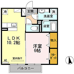エスペランス 1LDKの間取図画像