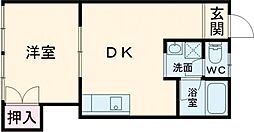 シルクハウス 1階1DKの間取り