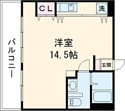 熊本市電B系統 新町駅 徒歩5分の賃貸マンション 9階ワンルームの間取り