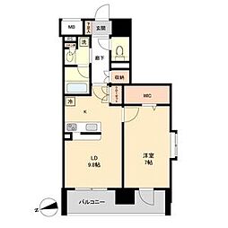 レジディア榴岡West 1LDKの間取図画像
