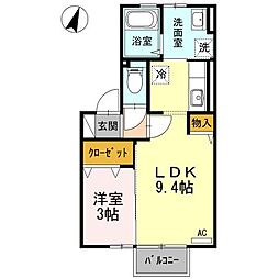 レガーロ町村 1LDKの間取図画像