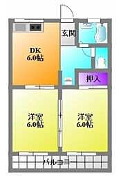 ルミエール 2DKの間取図画像