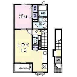 ヴェルーヂヴィラ3 1LDKの間取図画像