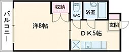 マンションリーフ2 1DKの間取図画像