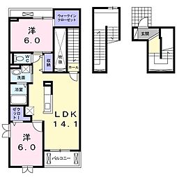 レインボーパークA 2LDKの間取図画像