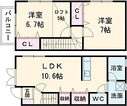 熊本電気鉄道 堀川駅 徒歩9分の賃貸アパート 1階2LDKの間取り