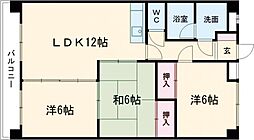 熊本電気鉄道 堀川駅 徒歩7分の賃貸マンション 5階3LDKの間取り