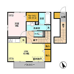 ムーン カーサ　II 2階1LDKの間取り