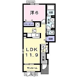 エレガンテフィオーレ 1LDKの間取図画像