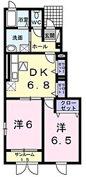 インプレス桜 2DKの間取図画像
