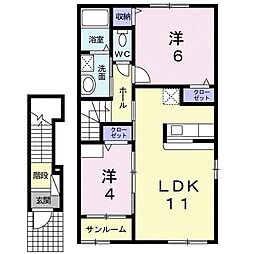 ルヴェ・デュ・ソレイユ 2LDKの間取図画像