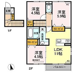 メルシーボナール 3LDKの間取図画像