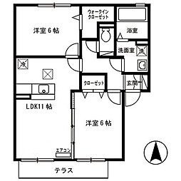 リビングタウン四条大路　Ｄ棟 1階2LDKの間取り