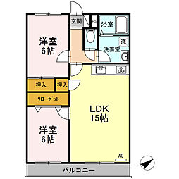 ウエルス富任1 2LDKの間取図画像