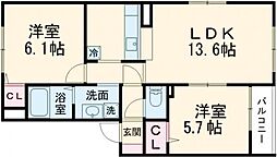 エスポワール 2LDKの間取図画像