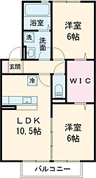 エクレール美濃屋　Ｄ 2階2LDKの間取り