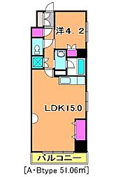フロリッシュ中央 1LDKの間取図画像