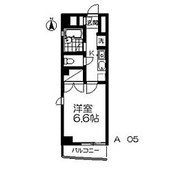 ロイヤルヒルズ柳生III 3階1Kの間取り
