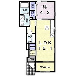 アルカンシエル 1LDKの間取図画像