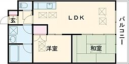 ルネス住吉 6階2LDKの間取り