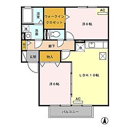 グレース宮前 2LDKの間取図画像
