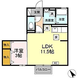 リビングタウン八橋B棟 1LDKの間取図画像
