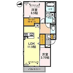 グランファード 1階2LDKの間取り