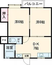 ファーストインキャニオンハウス　I 1階2DKの間取り
