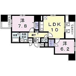 リバーサイドガーデン 2LDKの間取図画像