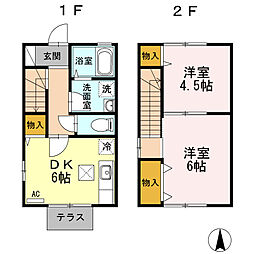 コーポセリジェ 1階2DKの間取り