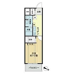 トーカンマンション五島町1 1Kの間取図画像