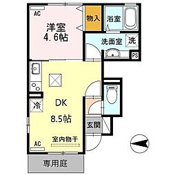 F・フィールド 1階1DKの間取り