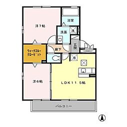 ウエストミエール 2LDKの間取図画像
