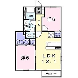 コンフォルターブルＣ 1階2LDKの間取り