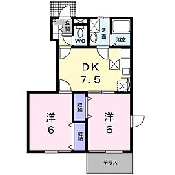 ソレアード・3 2DKの間取図画像