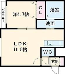サニーサイド 1LDKの間取図画像