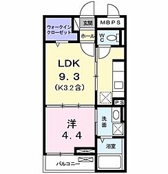 ミルト・ブリーゼ 1LDKの間取図画像