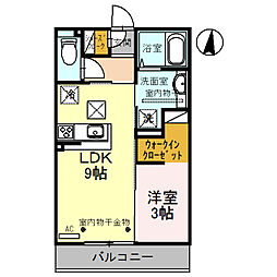 Arcadia駅西 1LDKの間取図画像